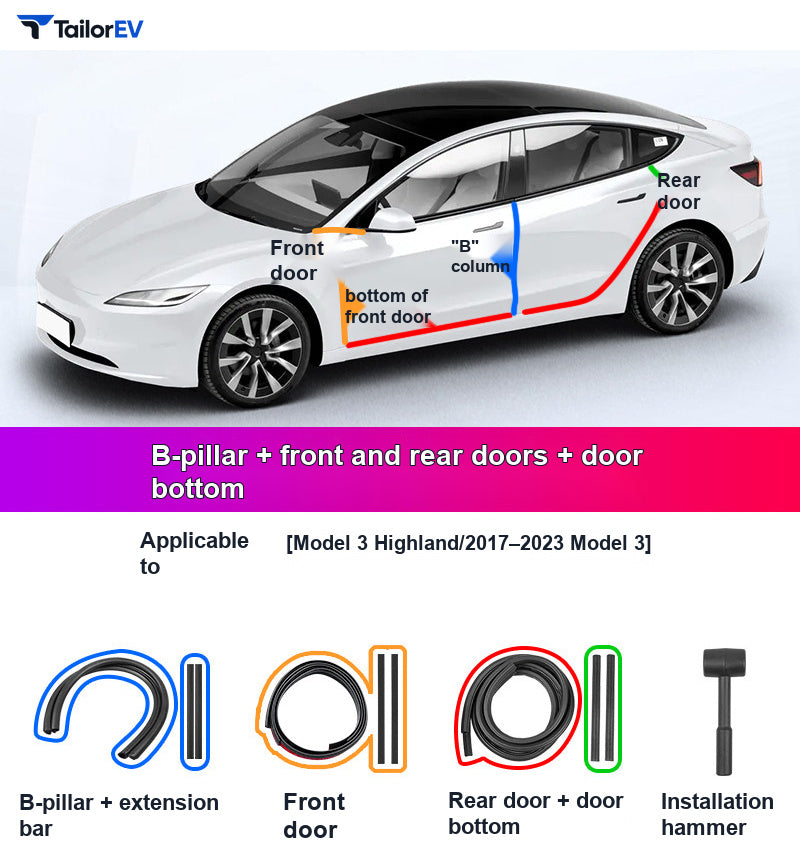 Door Seal Kits & B-Pillar Seals for Tesla Model 3, Y & Y L product photo — photo 27