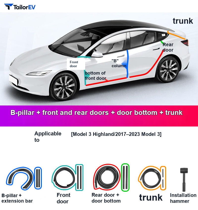 Door Seal Kits & B-Pillar Seals for Tesla Model 3, Y & Y L product photo — photo 28