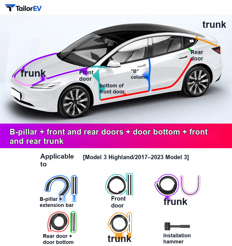 Door Seal Kits & B-Pillar Seals for Tesla Model 3, Y & Y L product photo — photo 29