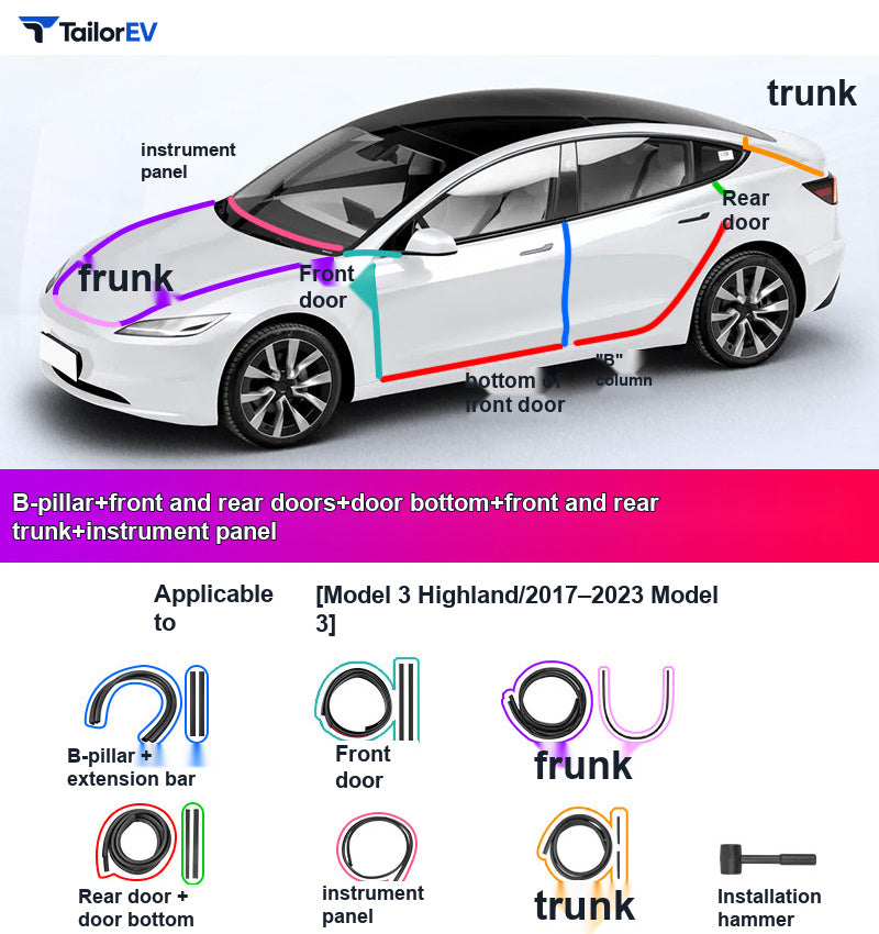 Door Seal Kits & B-Pillar Seals for Tesla Model 3, Y & Y L product photo — photo 30