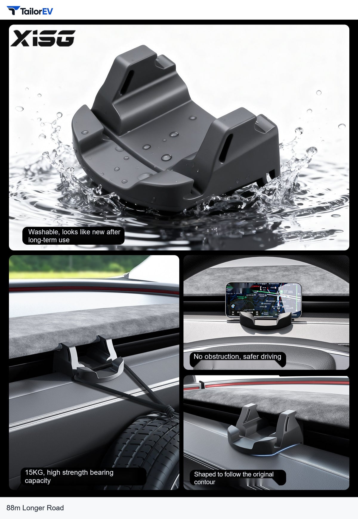 Silicone Dashboard Phone Holder for Tesla Model 3, Y & Y L product photo — photo 4