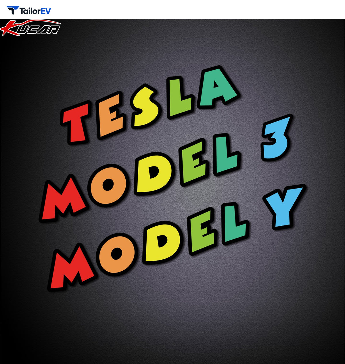 Colorful 3D Acrylic Letter Badges for Tesla Model 3 & Y product photo — photo 2