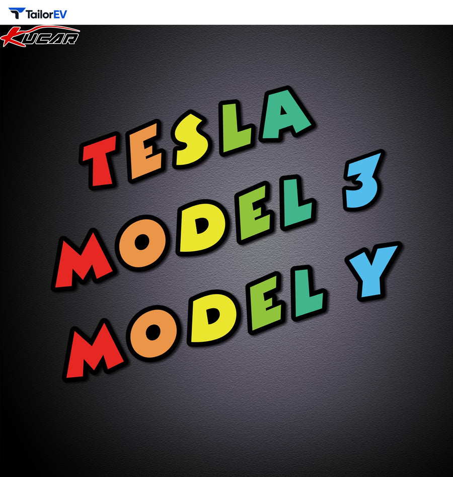 Colorful 3D Acrylic Letter Badges for Tesla Model 3 & Y
