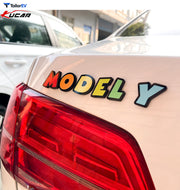 Colorful 3D Acrylic Letter Badges for Tesla Model 3 & Y product photo
