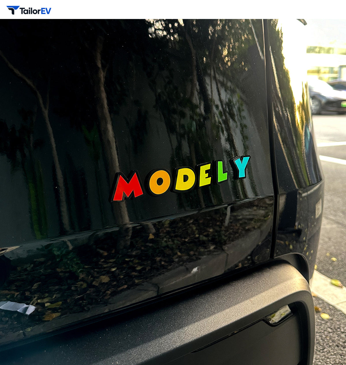 Colorful 3D Acrylic Letter Badges for Tesla Model 3 & Y product photo — photo 5