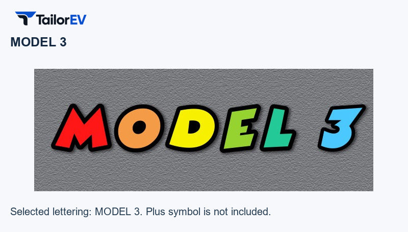 Colorful 3D Acrylic Letter Badges for Tesla Model 3 & Y product photo — photo 8