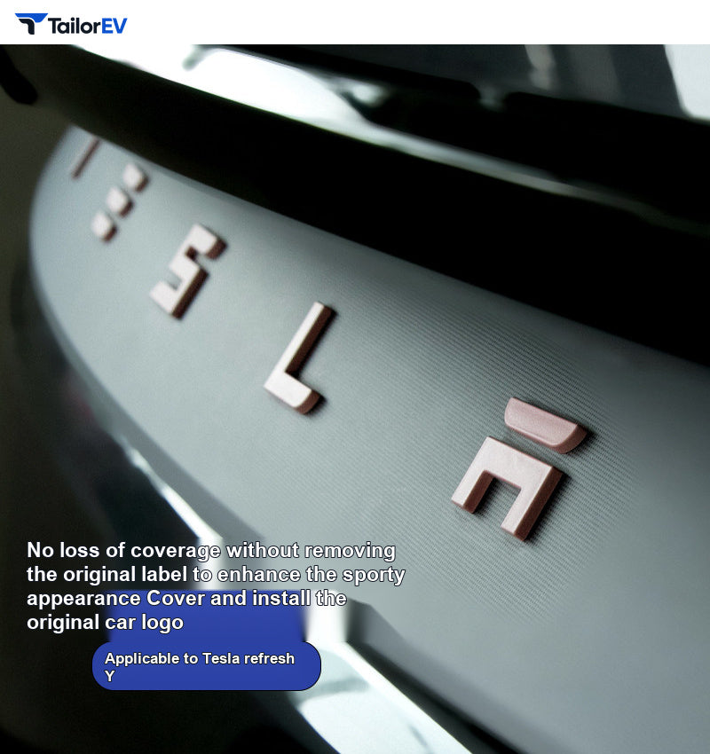 Rear Emblem Letter Covers for Tesla Model 3 & Model Y product photo — photo 1