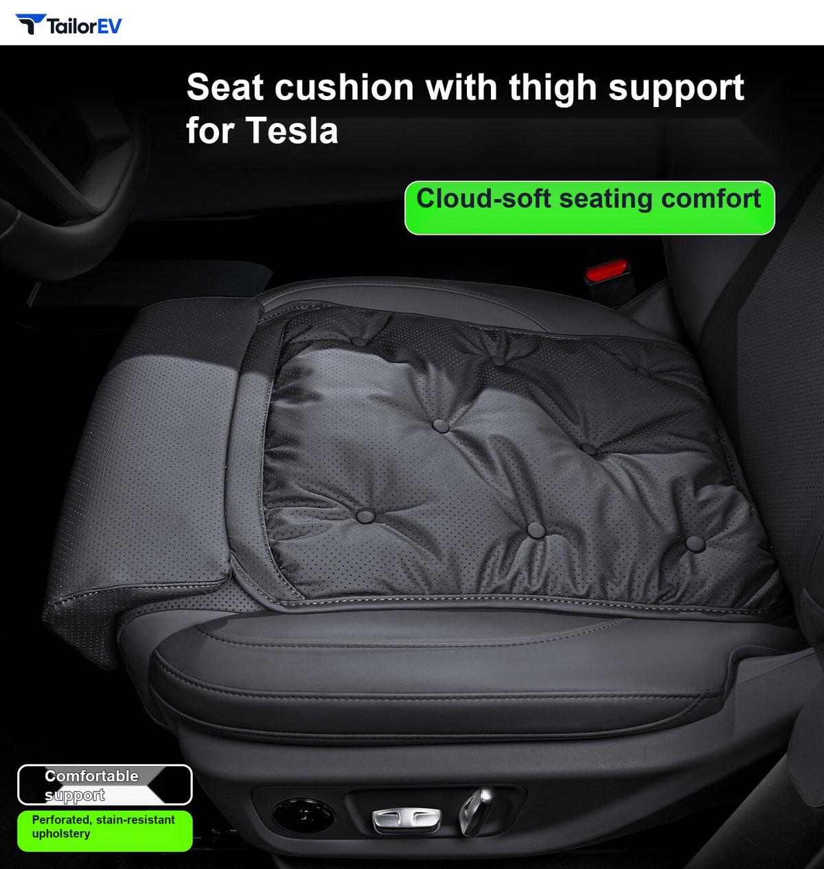 Seat Extension Cushions with Thigh Support for Tesla product photo — photo 2