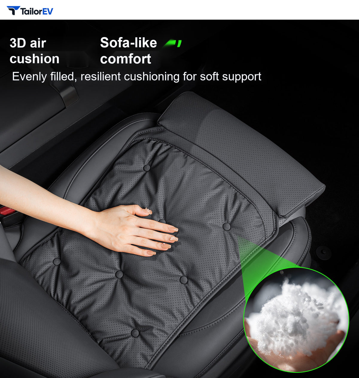 Seat Extension Cushions with Thigh Support for Tesla product photo — photo 4