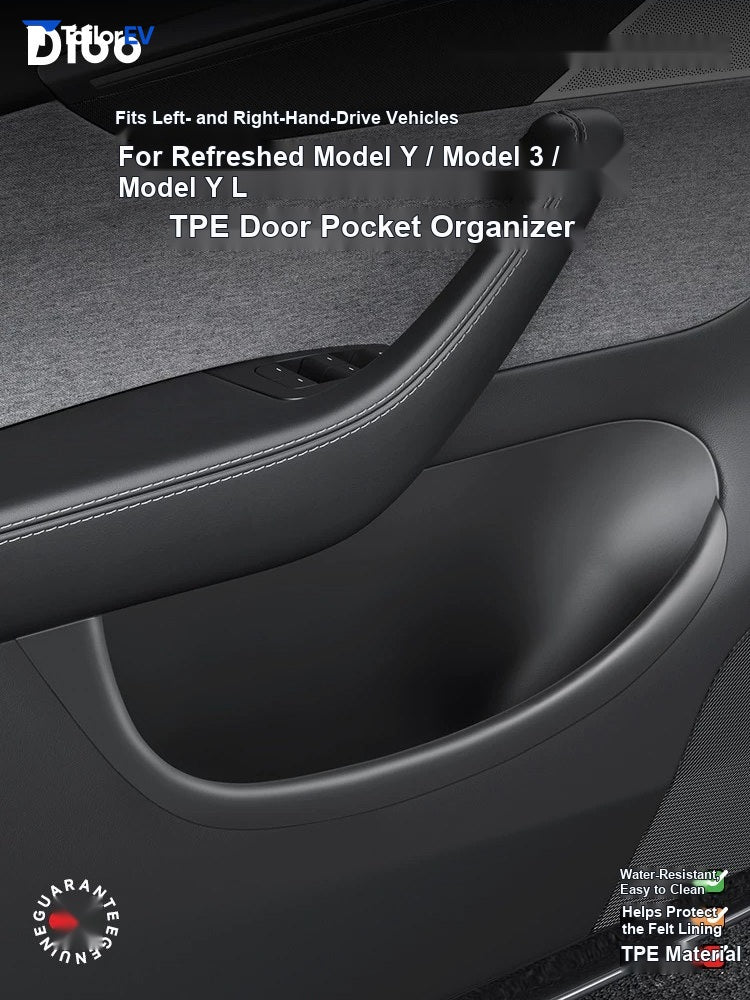 Dibo TPE Door Pocket Organizer for Tesla Model 3/Y/Y L — product photo 1 | TailorEV — photo 2
