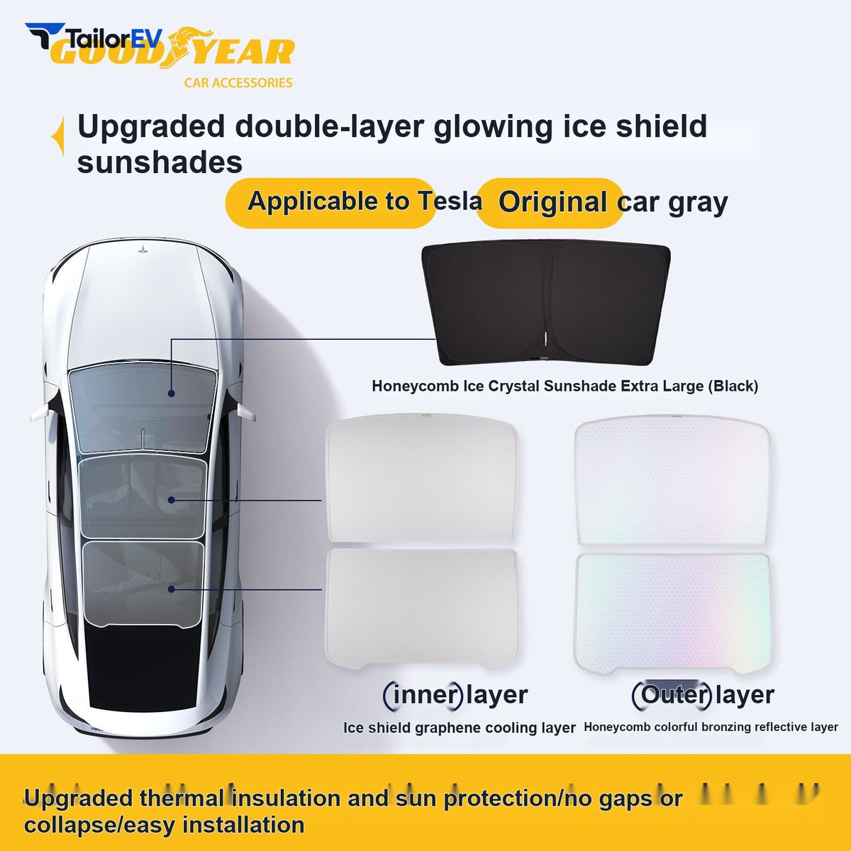 Goodyear Roof Sunshade for Tesla Model 3/Y/Y L — product photo 5 | TailorEV — photo 9
