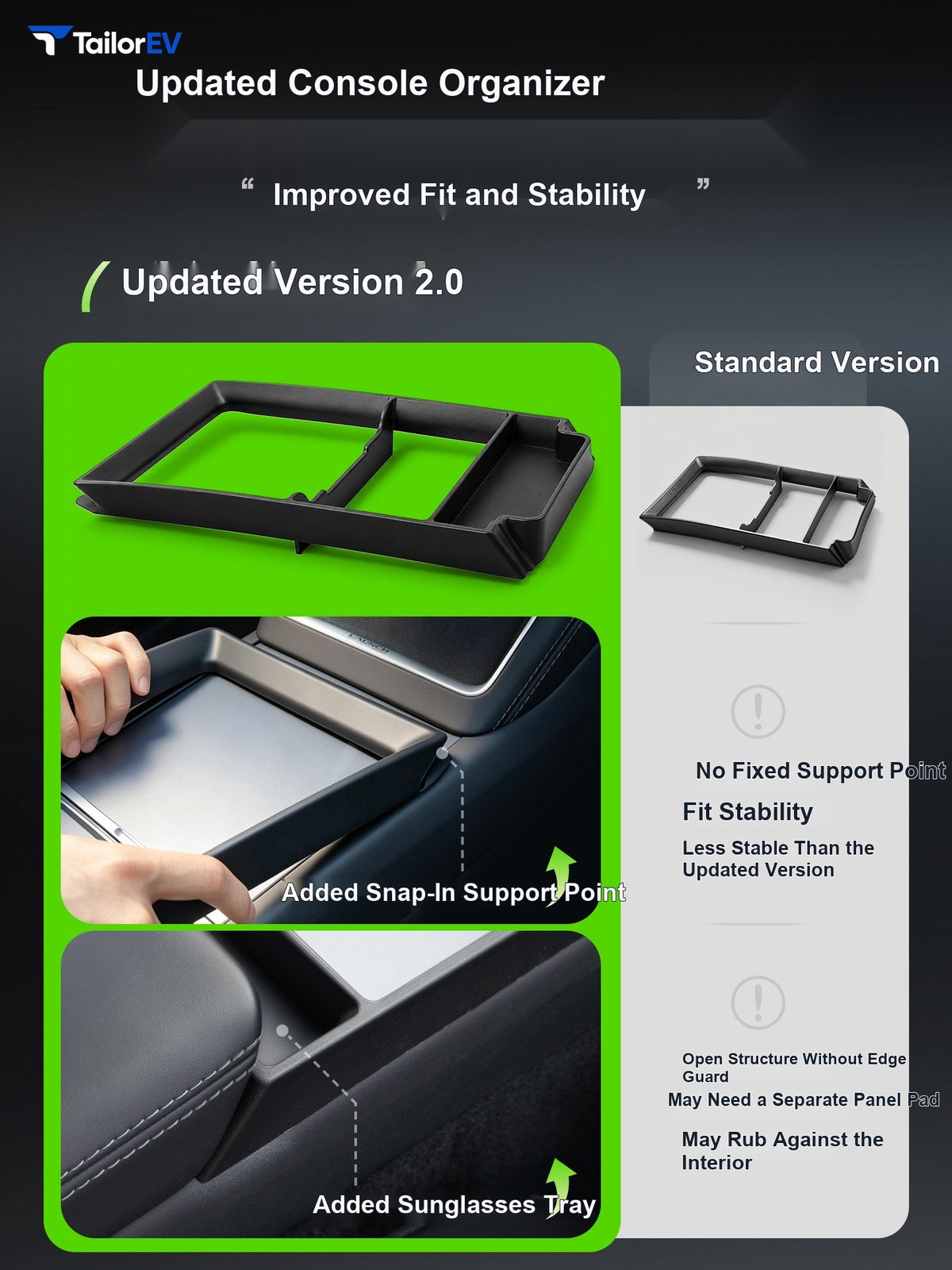 YESHAAN Center Console Organizer for Tesla Model 3/Y/Y L — product photo 3 | TailorEV — photo 5