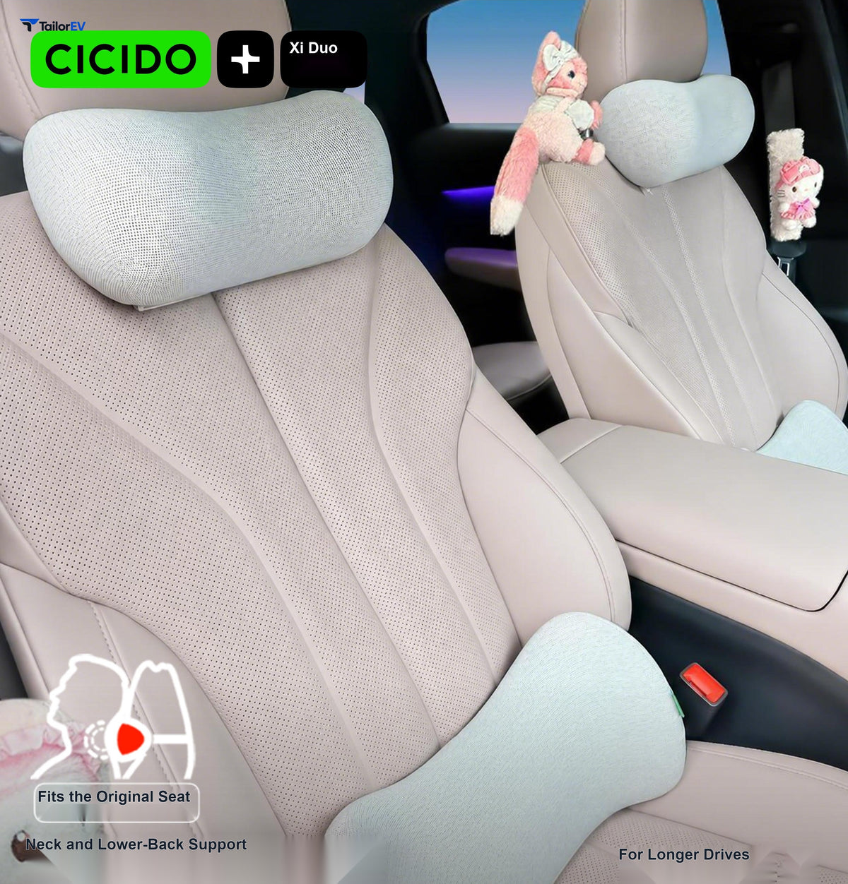 CICIDO Memory Foam Car Neck & Lumbar Pillow — product photo 1 | TailorEV — photo 2