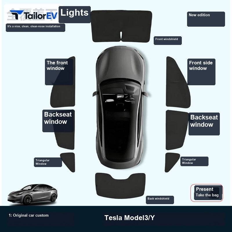 Tesla Model Y Privacy Camping Sunshade Set
