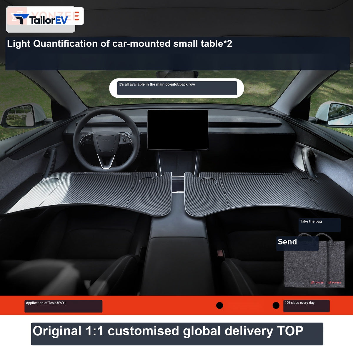 Tesla Folding Passenger & Rear Seat Tray Table sku image 3 — photo 9