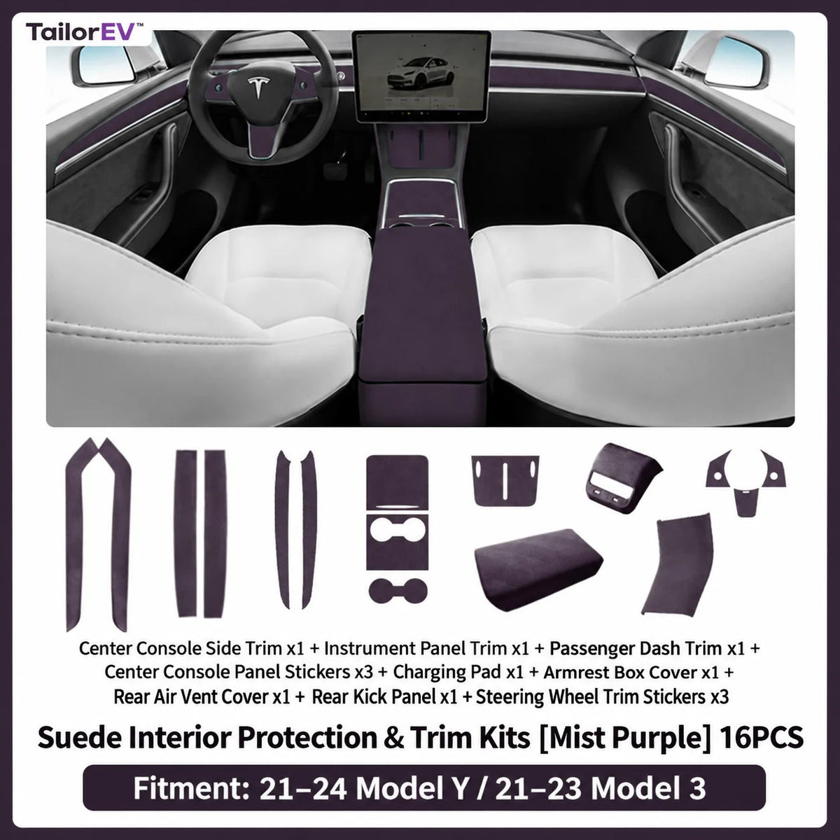 Tesla Suede Interior Protection & Trim Kits — photo 73