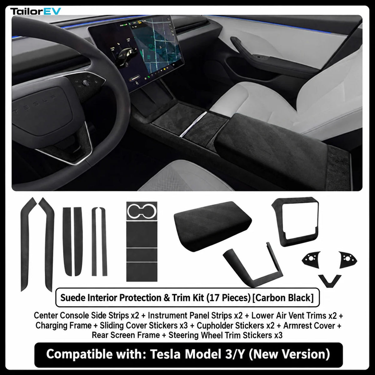 Tesla Suede Interior Protection & Trim Kits — photo 28