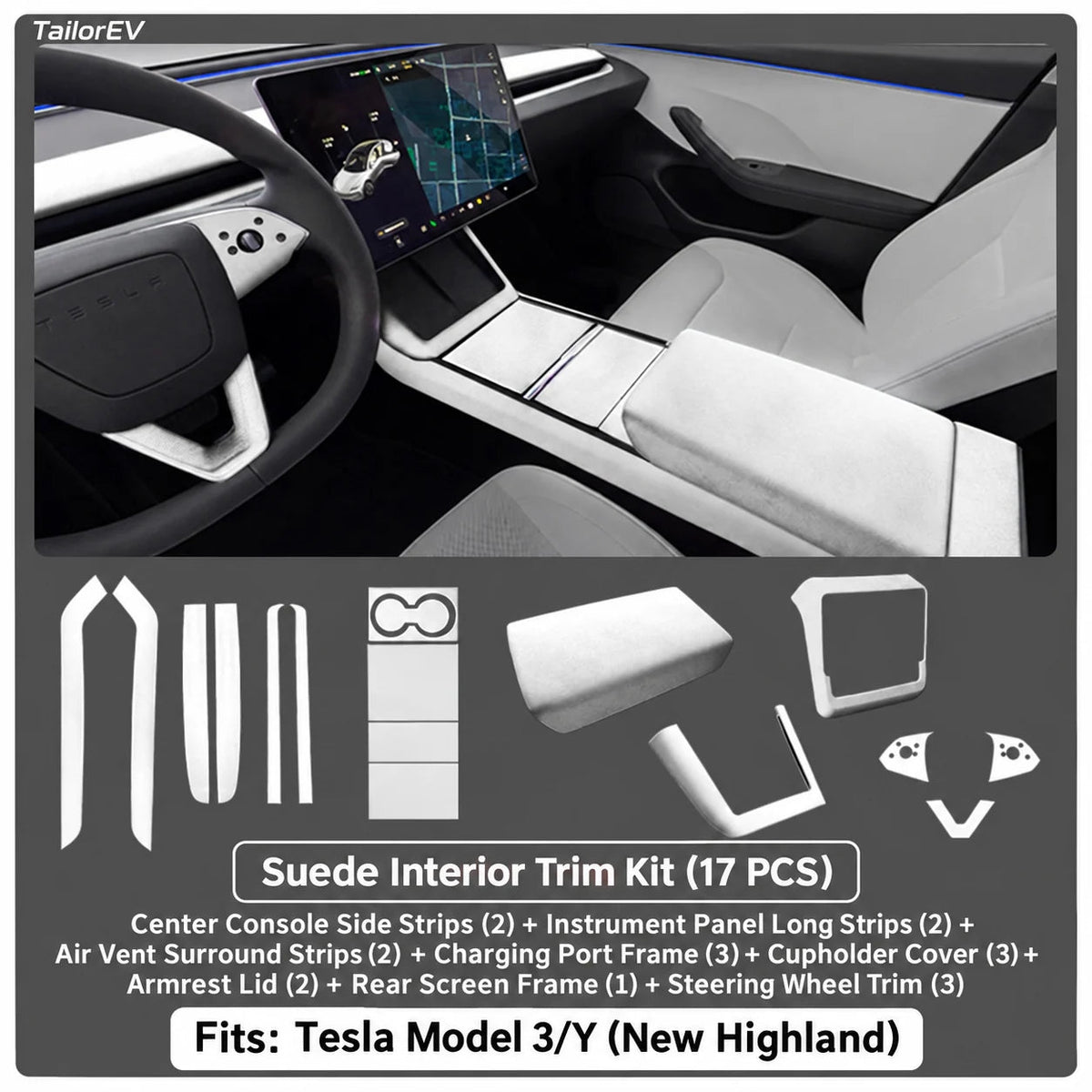 Tesla Suede Interior Protection & Trim Kits — photo 29