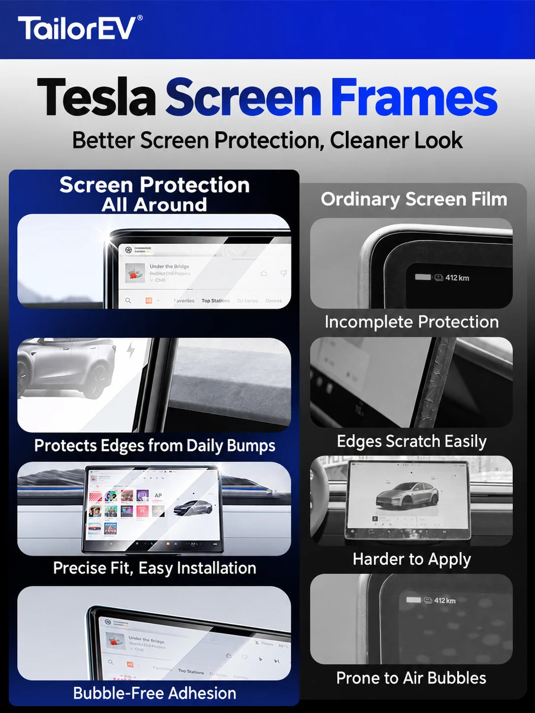 Tesla Center & Rear Screen Protective Frames — photo 3