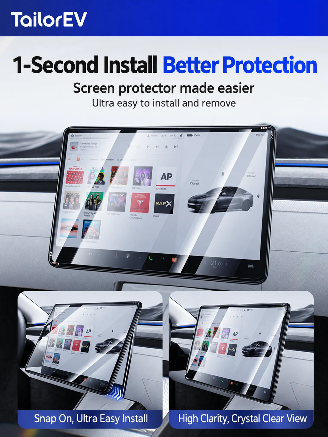 Tesla Center & Rear Screen Protective Frames — photo 4