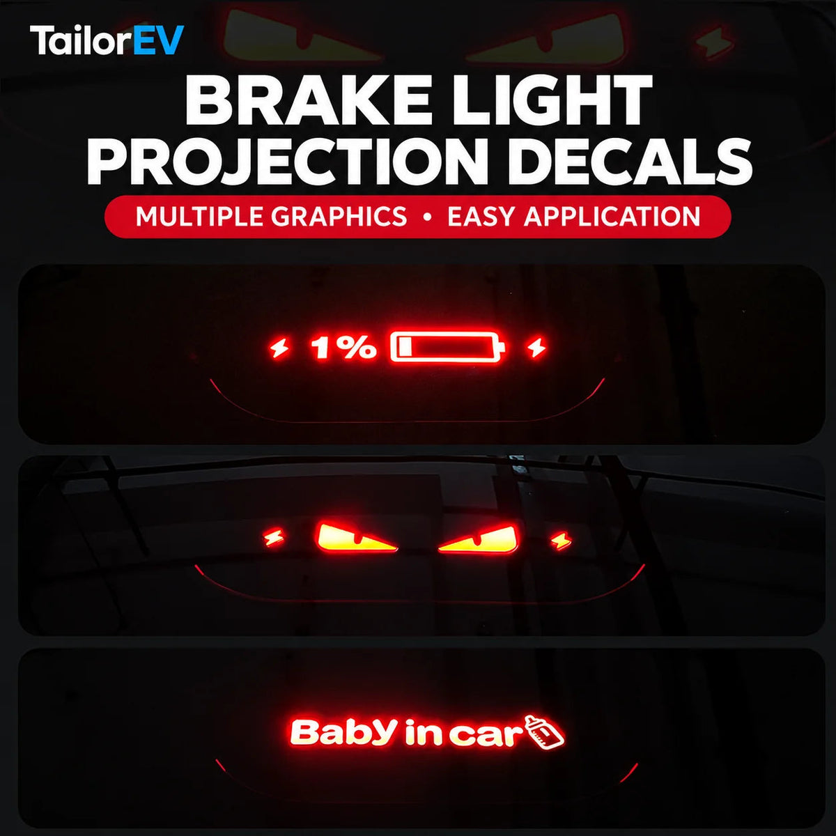 Tesla High-Mount Brake Light Projection Decals — photo 2