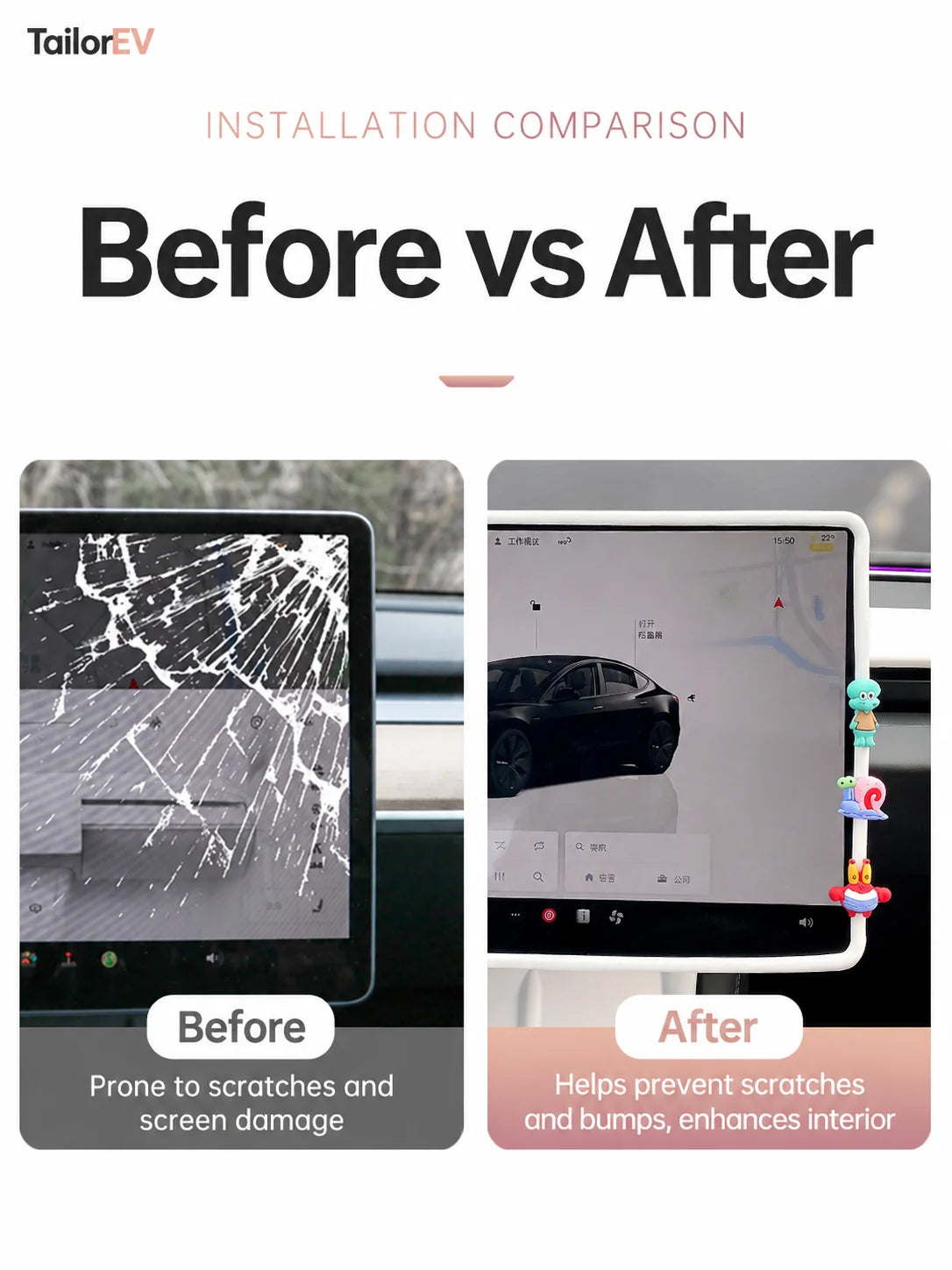 Tesla Center Screen Protective Frame & Interior Kits — photo 4