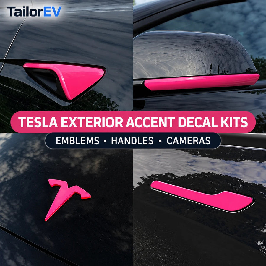 Tesla Emblem, Handle & Camera Accent Decal Kits