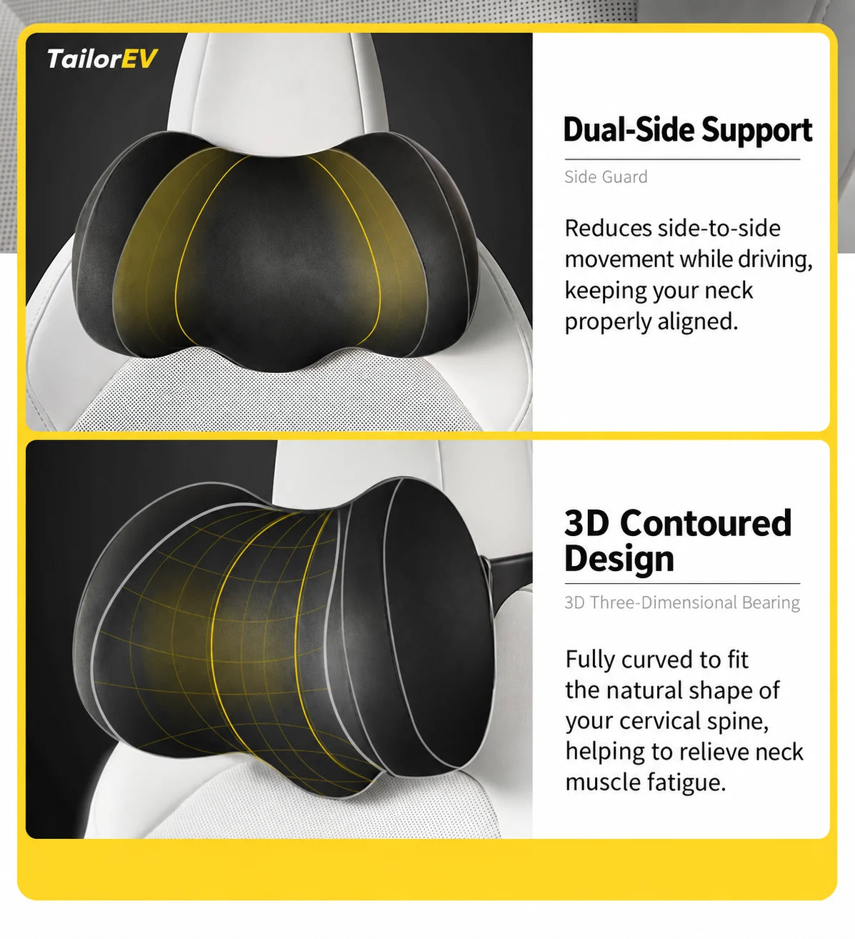 Tesla Ergonomic Headrest & Lumbar Support Cushions product detail