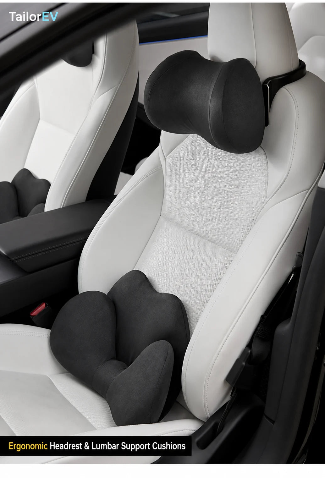 Tesla Ergonomic Headrest & Lumbar Support Cushions product detail
