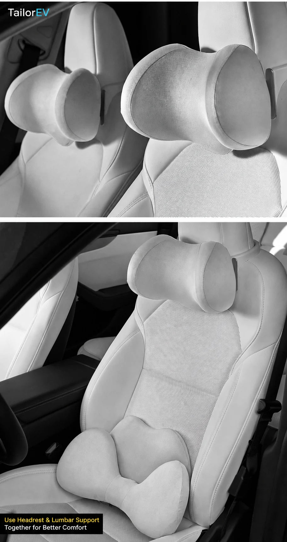Tesla Ergonomic Headrest & Lumbar Support Cushions product detail