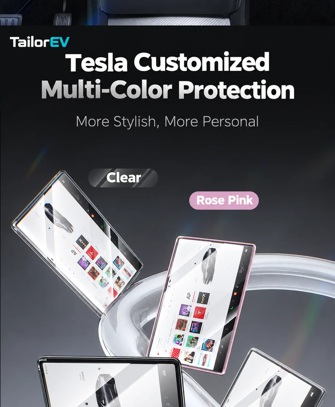 Tesla Center & Rear Screen Protective Frames product detail