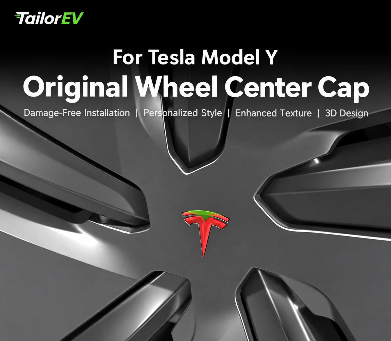 Tesla Wheel Center Emblem Covers — 4-Pack product detail