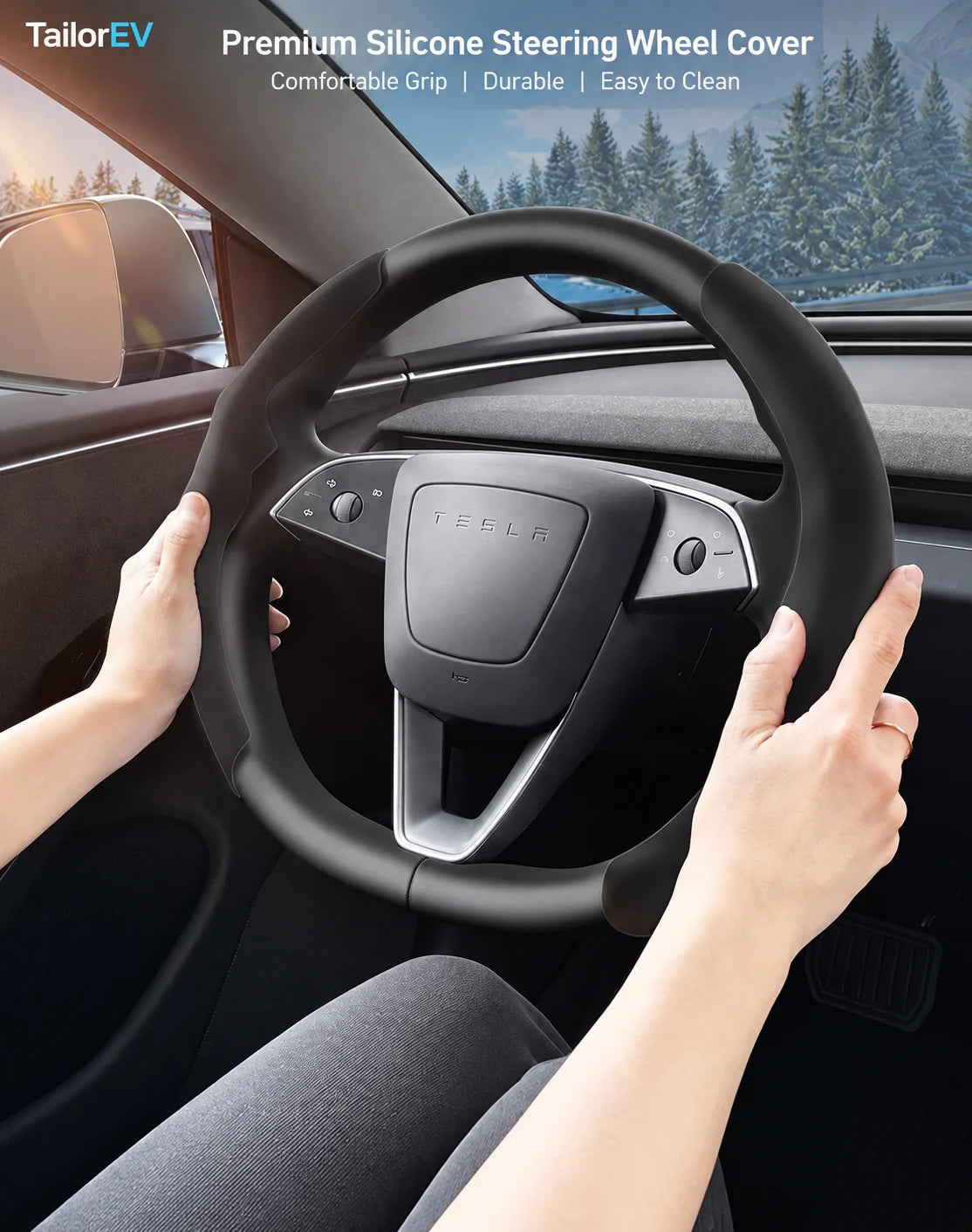 Tesla Anti-Stain Steering Wheel Grip Covers product detail