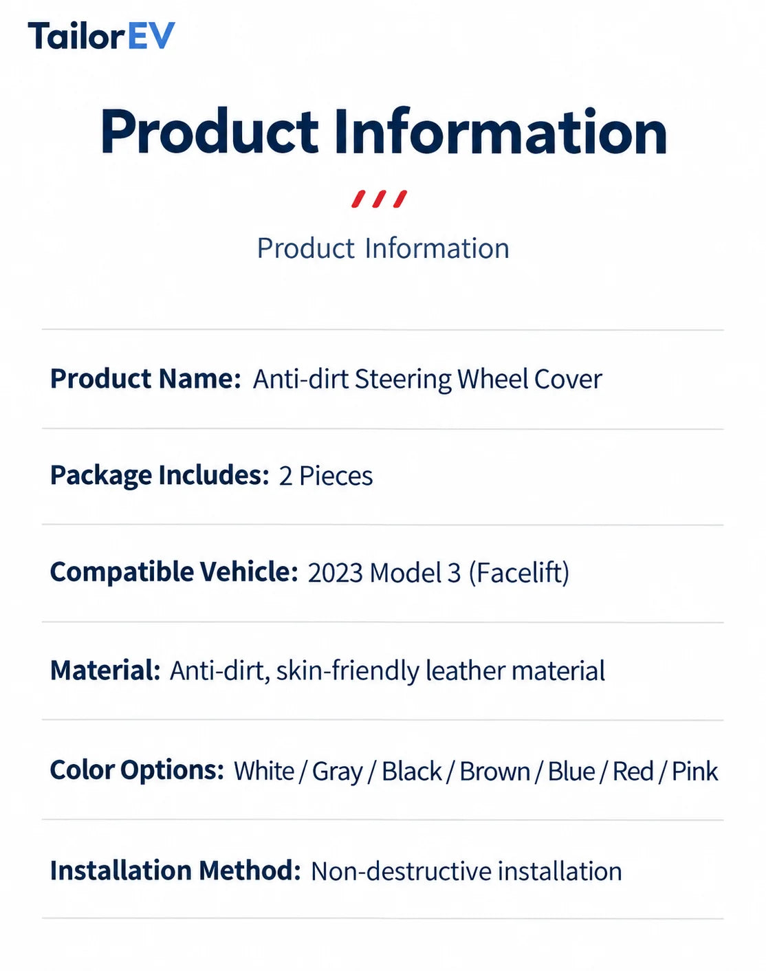 Tesla Anti-Stain Steering Wheel Grip Covers product detail