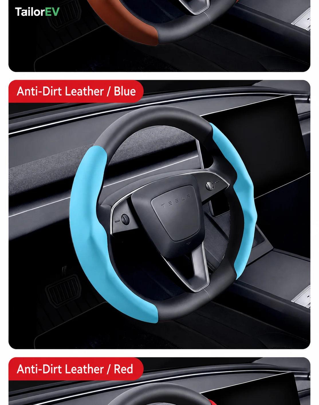 Tesla Anti-Stain Steering Wheel Grip Covers product detail