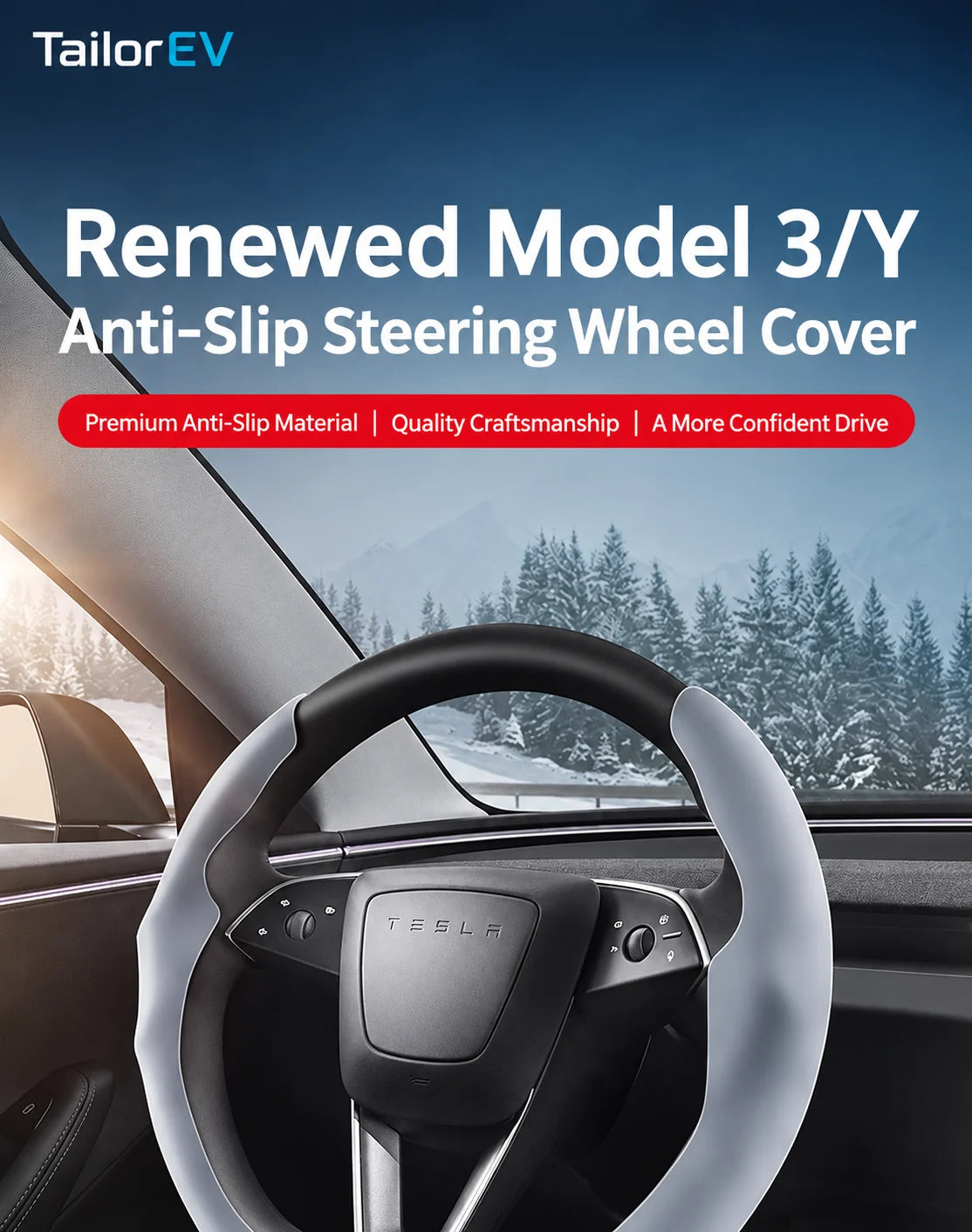 Tesla Anti-Stain Steering Wheel Grip Covers product detail