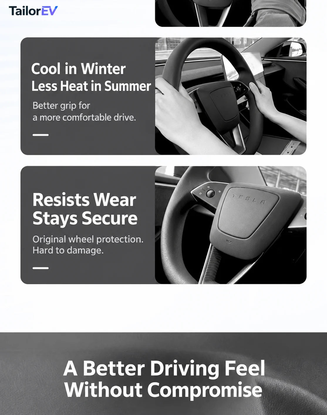 Tesla Anti-Stain Steering Wheel Grip Covers product detail