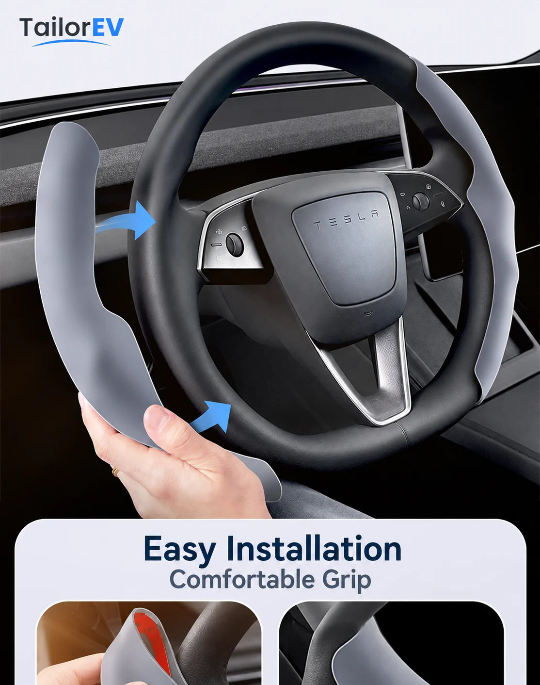 Tesla Anti-Stain Steering Wheel Grip Covers product detail
