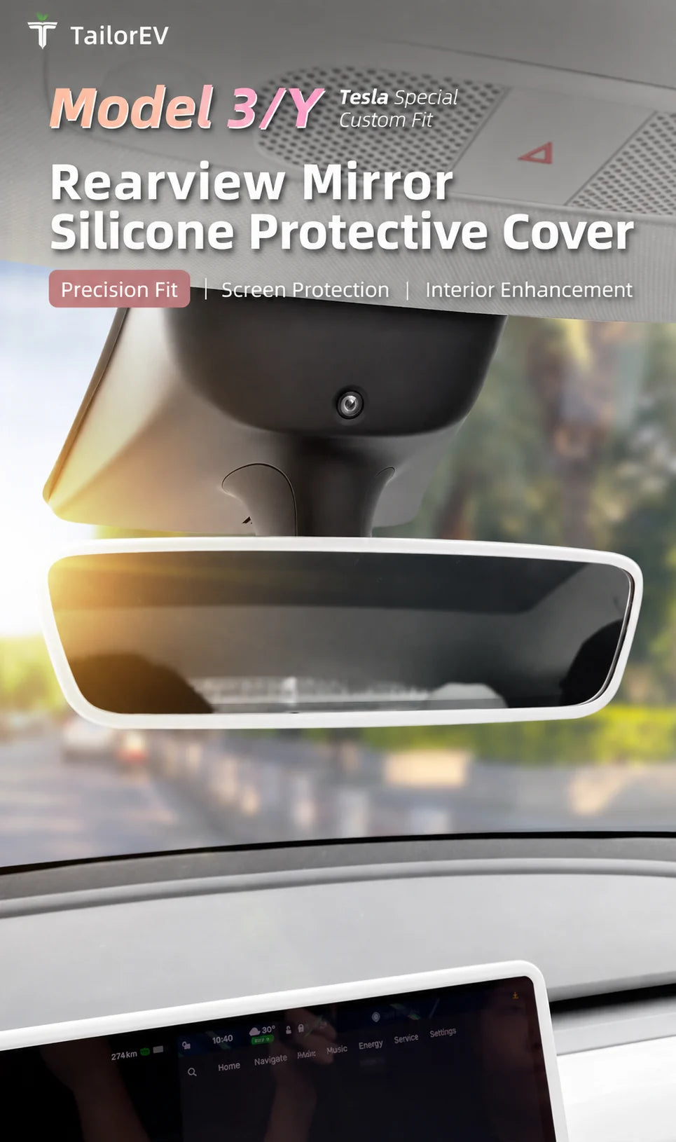 Tesla Interior Rearview Mirror Silicone Cover product detail