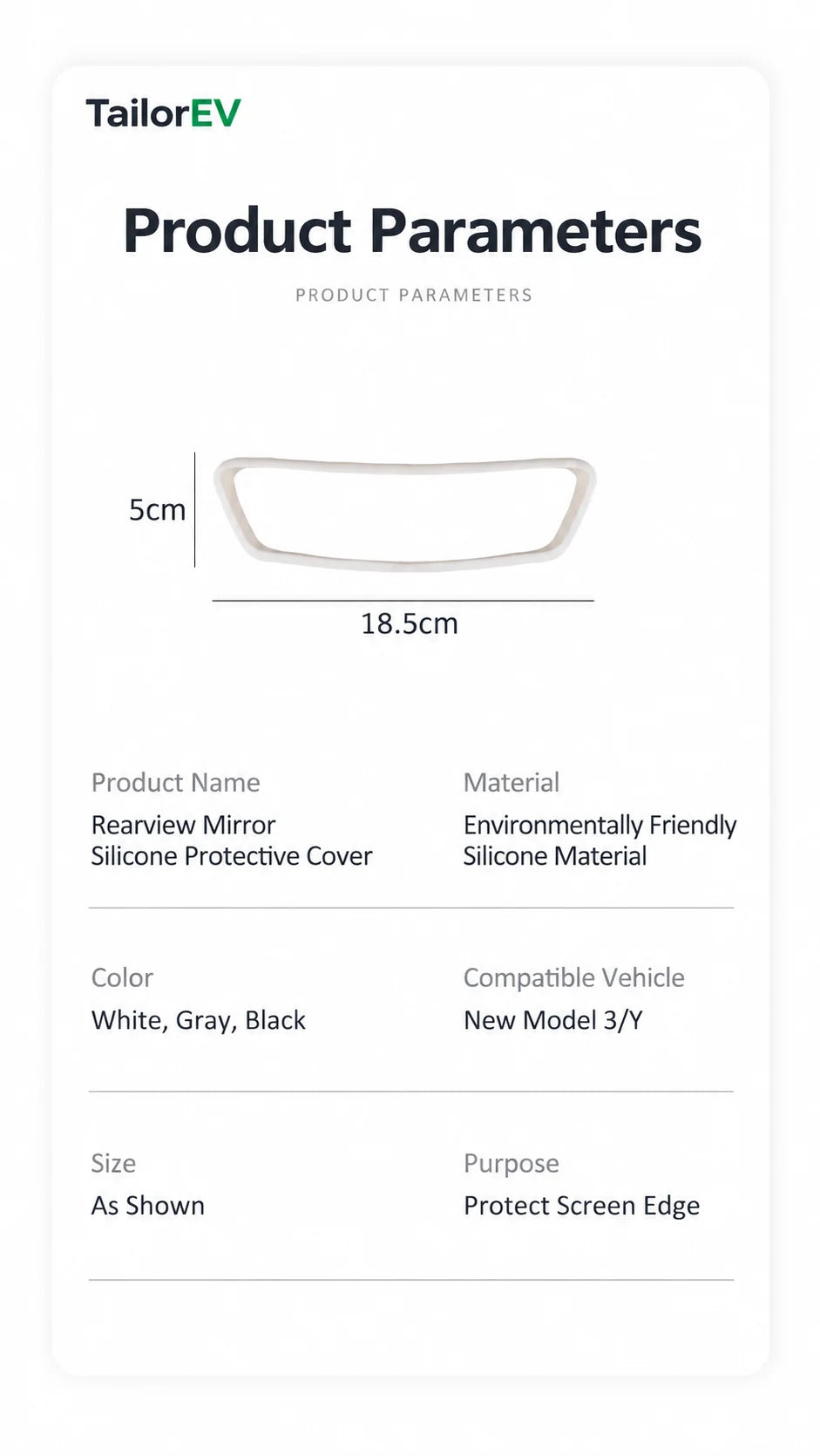 Tesla Interior Rearview Mirror Silicone Cover product detail