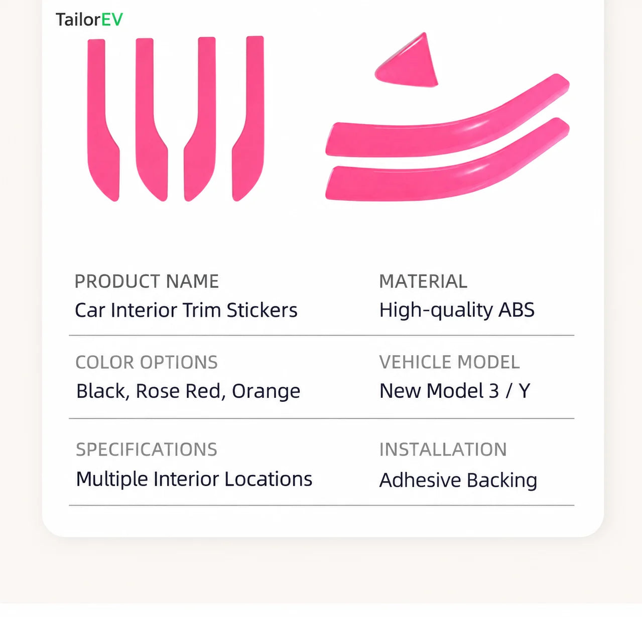 Tesla Emblem, Handle & Camera Accent Decal Kits product detail