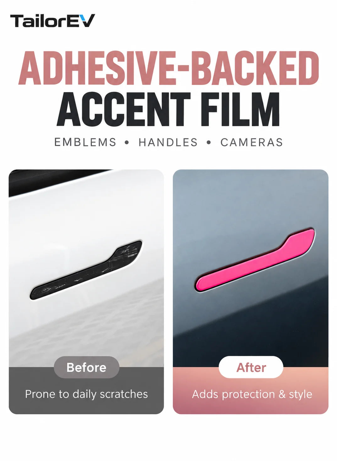 Tesla Emblem, Handle & Camera Accent Decal Kits product detail